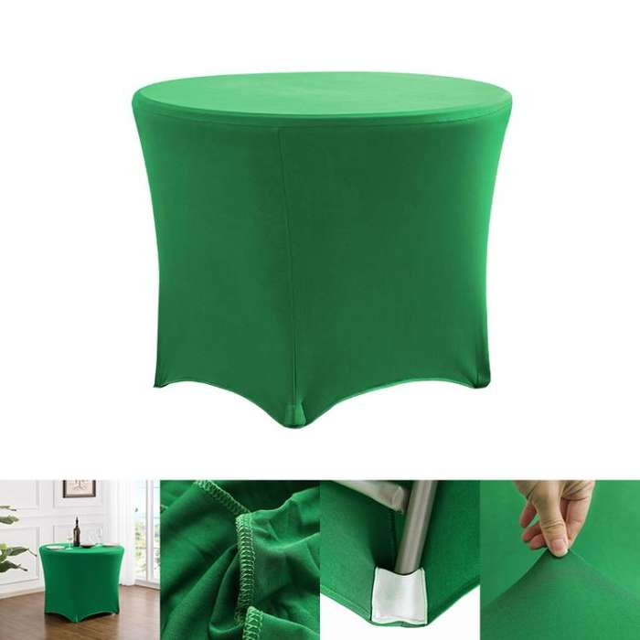 Simple Modern Stretch Round Table Cover Hotel Wedding Banquet Four Corners Large Round Table Cove...