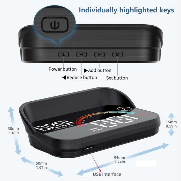 M22 Car Electronic Dog HUD Head-up Display Car OBD Universal Speedometer(GPS Version)