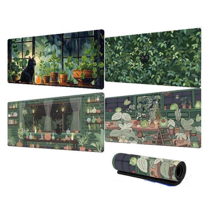 Frog Mouse Pad Cute Green Desk Mat With Non-Slip Rubber Base  For Computer Laptop 300x700x2mm(Pat...