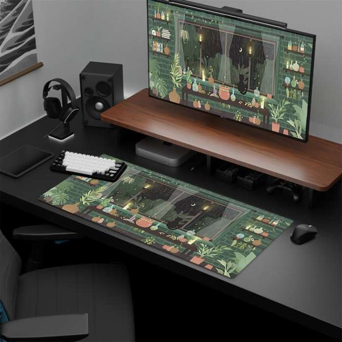 Frog Mouse Pad Cute Green Desk Mat With Non-Slip Rubber Base  For Computer Laptop 300x700x2mm(Pat...