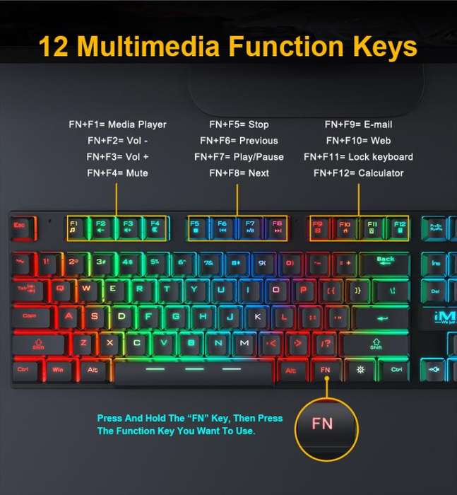 iMICE GK-490 4 In 1 Wired Hovering Illuminated Gaming Keyboard Mouse Headset Set