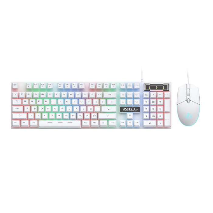 iMICE AN-350 Suspended Keycaps Mechanical Feeling Glowing Wired Gaming Keyboard and Mouse Set(White)