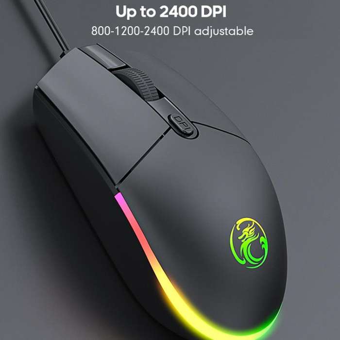 iMICE AN-350 Suspended Keycaps Mechanical Feeling Glowing Wired Gaming Keyboard and Mouse Set(Black)