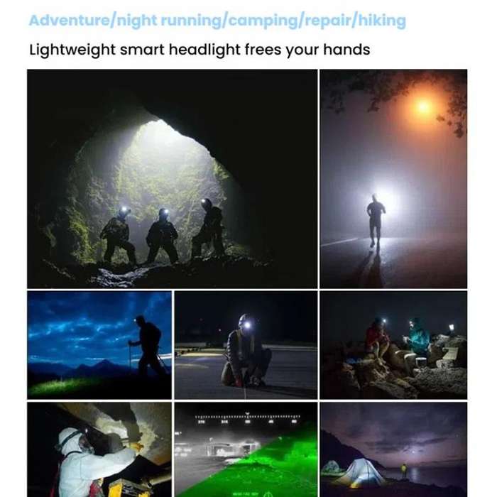 E-SMARTER W6100A LED Mini Wave Sensor Headlamp COB Outdoor Adventure Fishing Bright Headlamp(Yellow)