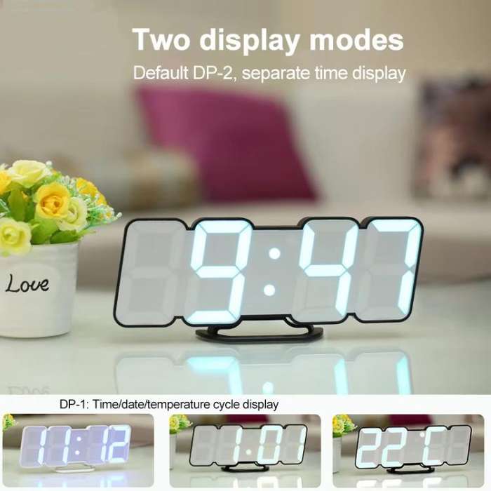 RGB Color Changing 3D Digital Clock With Voice Control, Adjustable Brightness, Temperature Displa...
