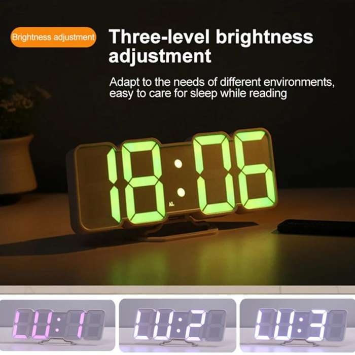 RGB Color Changing 3D Digital Clock With Voice Control, Adjustable Brightness, Temperature Displa...