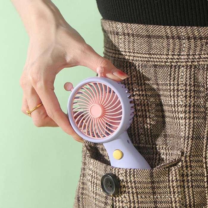 Cute Small Snail Handheld USB Rechargeable Fan Portable Mini Compact Pocket Fan(Purple)