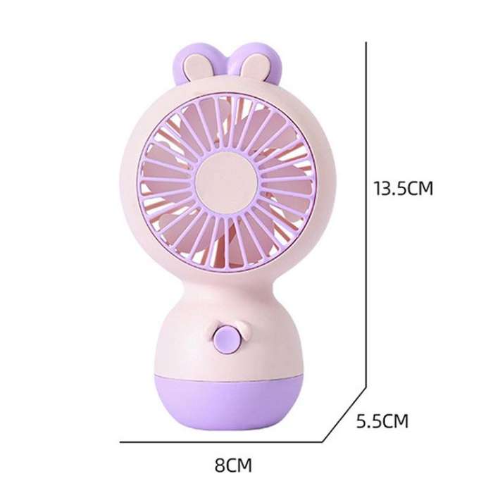 Cute Cartoon Rabbit Desktop Fan Children Summer Cool Gifts Handheld Rechargeable Fan(Green)