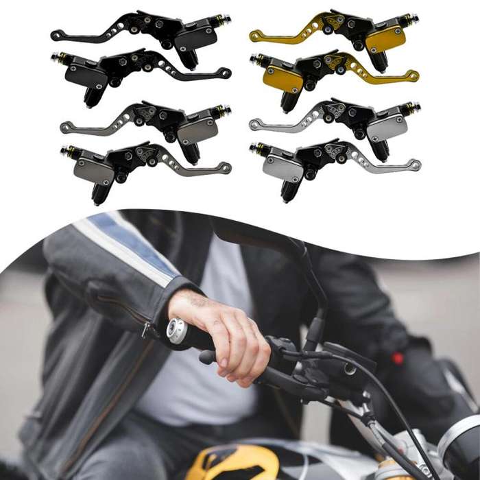 1pair Universal Aluminum Alloy Left and Right Hydraulic Clutch Motorcycle Brake Pump(Gold)