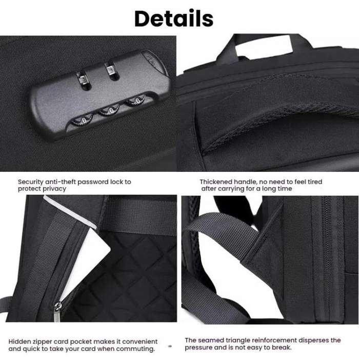 17.3-18 Inch Hard Shell Laptop Backpack with USB+Type-C Charging Ports Unisex Anti-Theft  Busines...