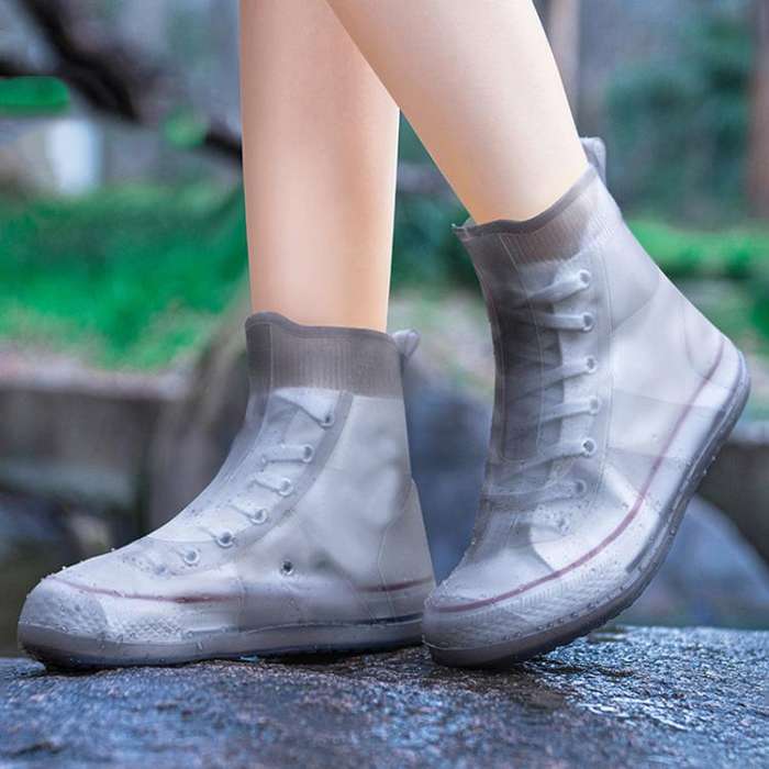 Thickened Wear-Resistant Waterproof Silicone Rain Shoe Cover, Size: L 37-39(Brown)
