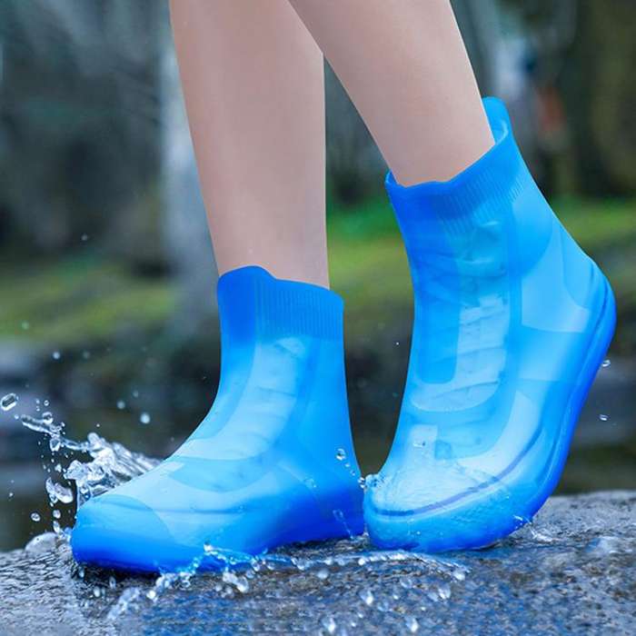 Thickened Wear-Resistant Waterproof Silicone Rain Shoe Cover, Size: XL 40-42(Blue)
