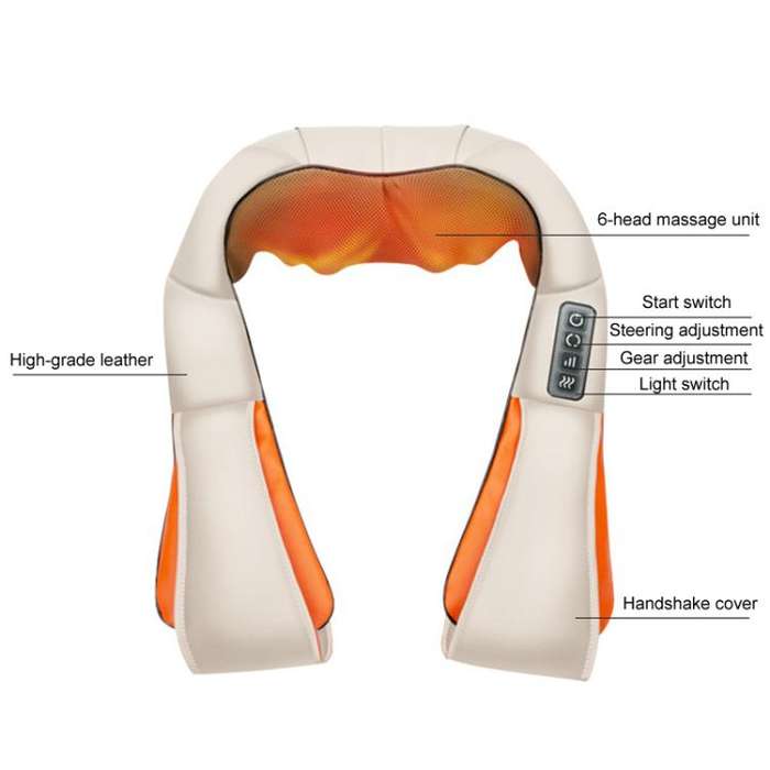 Car Household Massage Shawl Heated Shoulder And Cervical Massager US Plug(Beige+Orange)