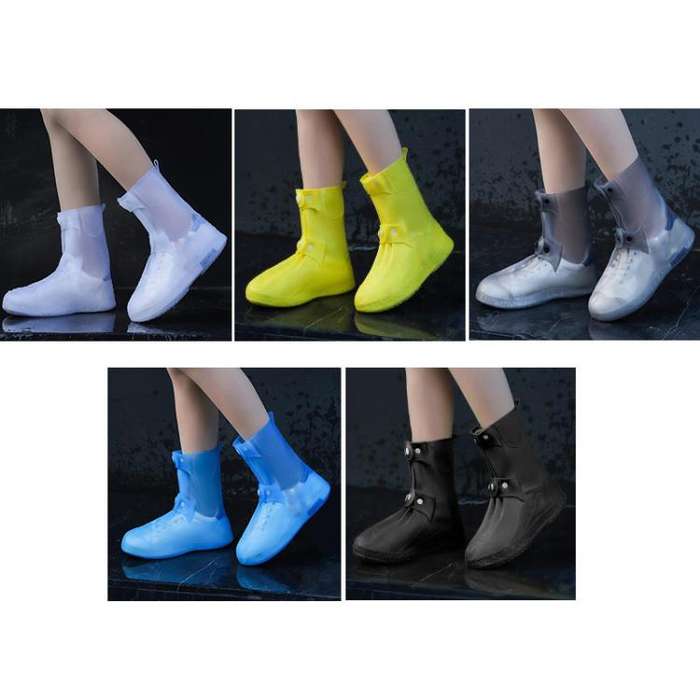 25cm Outdoor Thickened Wear-Resistant High-Tube Rainproof Shoe Cover, Size: XL 40-42(Lemon Yellow)