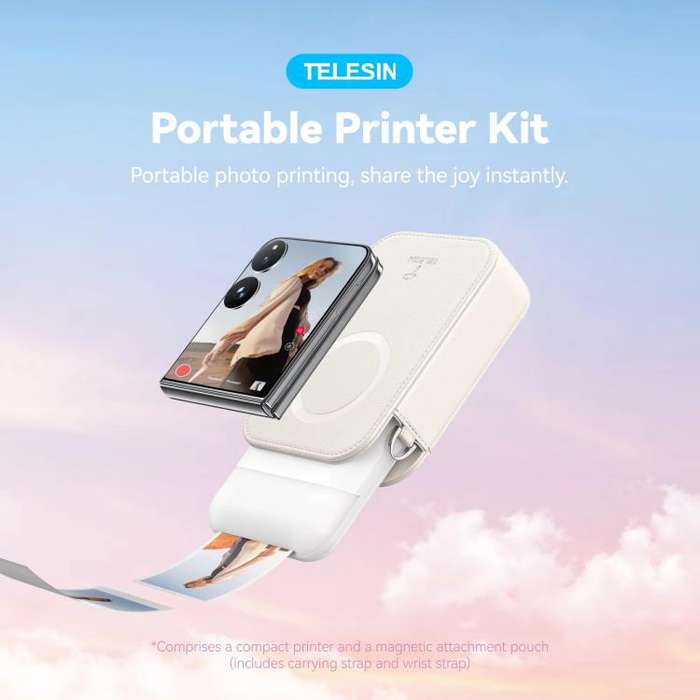 TELESIN Portable Instant Photo Printer With Magnetic Bag & Self-Adhesive Photo Paper For Travel &...