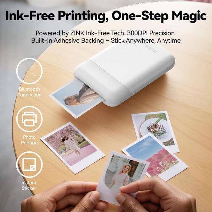 TELESIN Portable Instant Photo Printer With Magnetic Bag & Self-Adhesive Photo Paper For Travel &...
