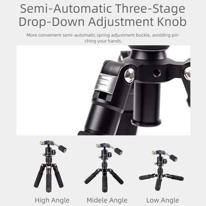 XILETU FM5C-MINI Adjustable 16.5-51cm Aluminum Tripod with 26mm Ball Head 6kg Load Capacity for 3...
