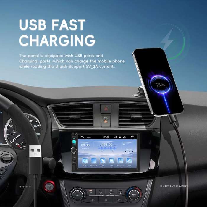 7 Inch Wired Carplay Dual Butt MP5 Player Bluetooth Big Screen Car Center Control, Spec: Standard...