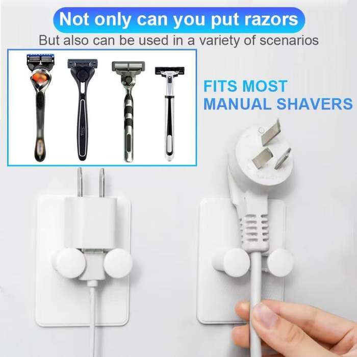 3pcs /Pack Wall-Mounted No-Drill Shaver Organizer Manual/Safety Razor Hook(White)