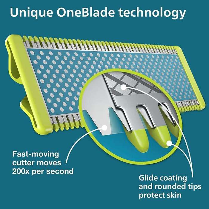 Electric Shaver Heads For Philips OneBlade QP2520 / QP2630 / QP6510 / QP210, Style: Blue T
