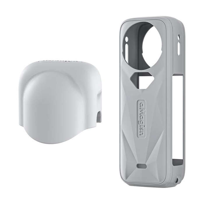aMagisn Body Case+Lens Cap For Insta360 X5 Action Camera Protective Accessories Gray