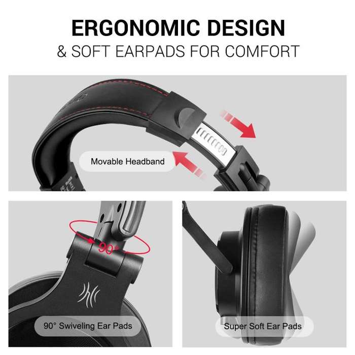 OneOdio A71M Headset Wired DJ Disc Monitor Headphones With Mic Computer Headphone(Black)