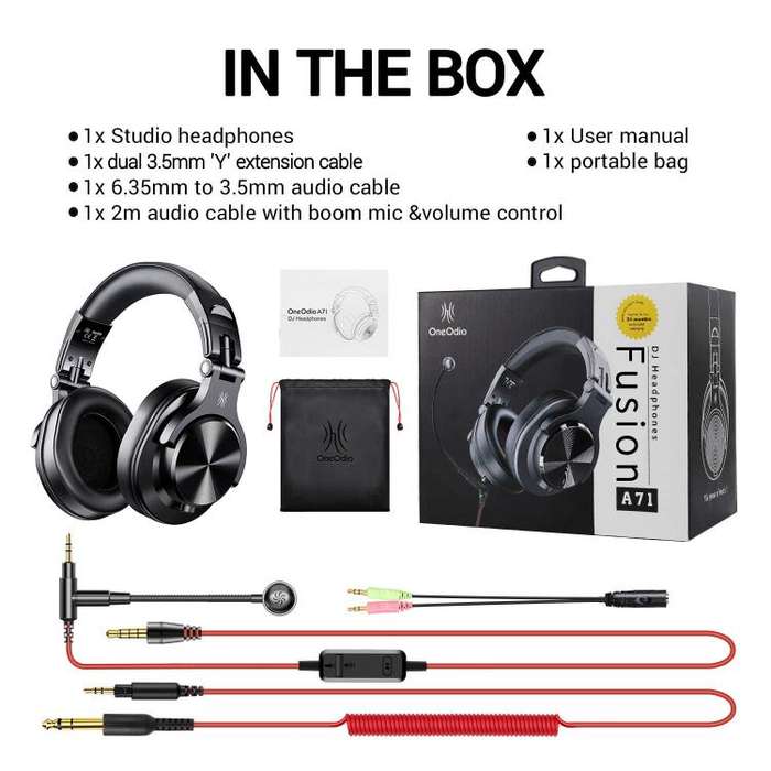 OneOdio A71M Headset Wired DJ Disc Monitor Headphones With Mic Computer Headphone(Black)