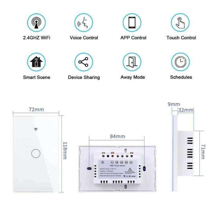 Model 120 US Gauge Graffiti Smart WIFI Single Fire Switch, Spec: 1-Gang Black