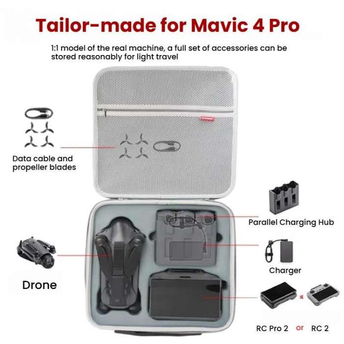 For DJI Mavic 4 Pro Fly More Combo / Creator Combo Carrying Case Durable PU Crossbody Shoulder Ba...