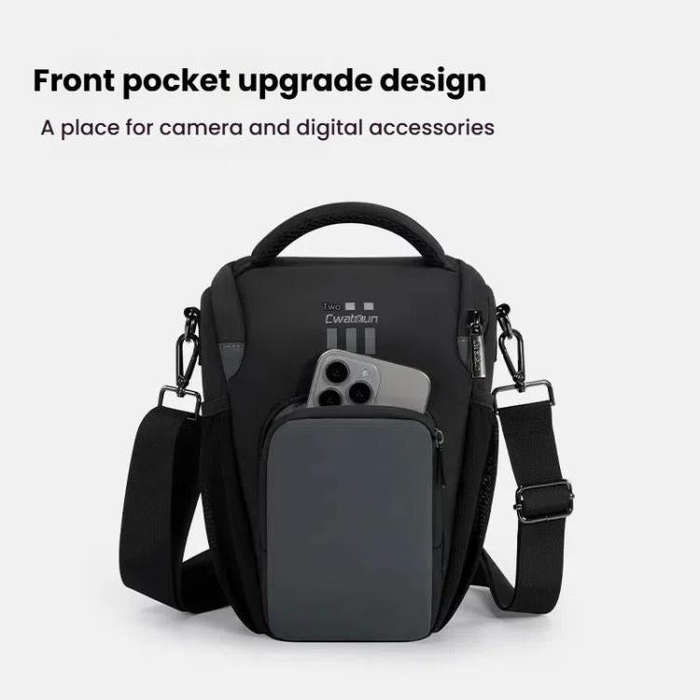 Cwatcun D1 Small Lightweight Portable Leather Film Material Camera Crossbody Bag