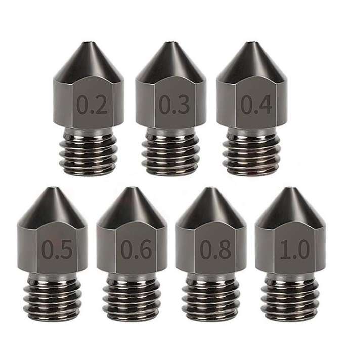 5pcs /Pack 1.75/0.5mm MK8 Hardened Steel Nozzle High-Temperature Resistant 3D Printer Extruder Ho...