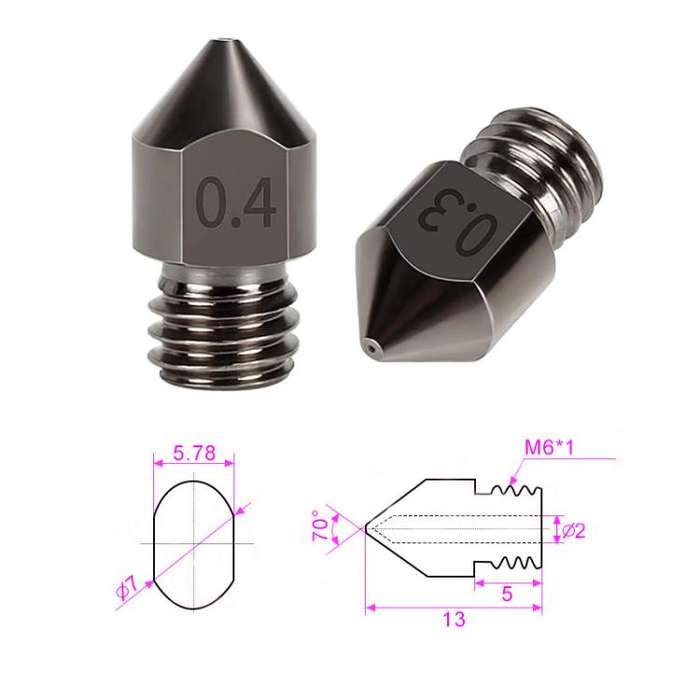 5pcs /Pack 1.75/0.5mm MK8 Hardened Steel Nozzle High-Temperature Resistant 3D Printer Extruder Ho...