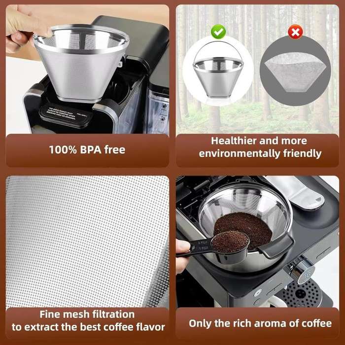 Replacement Filter Basket For Drip Coffee Makers Universal Ultra-Fine Mesh Coffee Powder Basket W...
