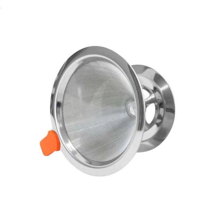 V60 Stainless Steel Coffee Filter with Base for Pour Over Brewing, Spec: 1-4 Cups 600-mesh