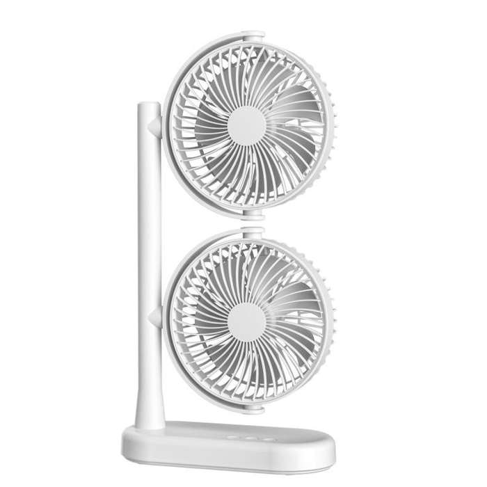 Dual Head Desk Fan 360-Degree Adjustable Oscillating Air Circulator 3-Speed Portable Cooling Fan ...