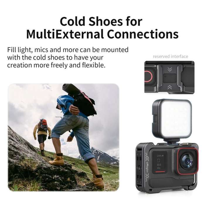 For Insta360 Ace Pro 2 / Ace Pro Camera AMagisn Quick Release Metal Cage Horizontal & Vertical Sh...