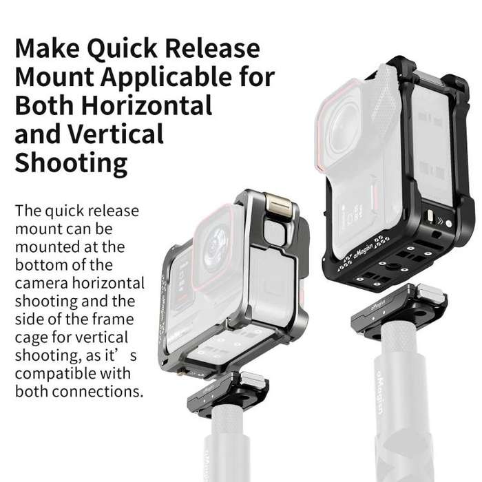 For Insta360 Ace Pro 2 / Ace Pro Camera AMagisn Quick Release Metal Cage Horizontal & Vertical Sh...
