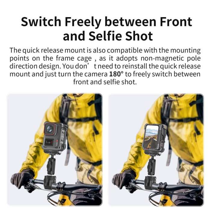 For Insta360 Ace Pro 2 / Ace Pro Camera AMagisn Quick Release Metal Cage Horizontal & Vertical Sh...