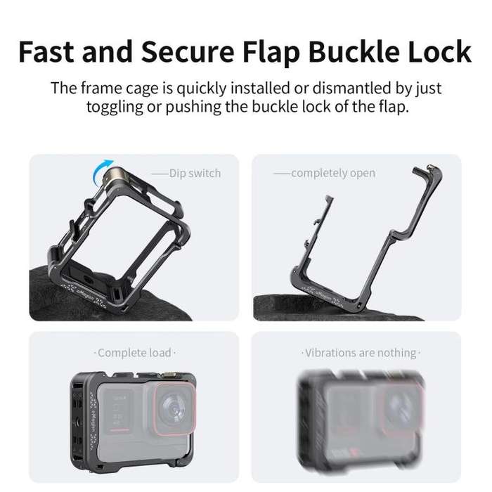 For Insta360 Ace Pro 2 / Ace Pro Camera AMagisn Quick Release Metal Cage Horizontal & Vertical Sh...