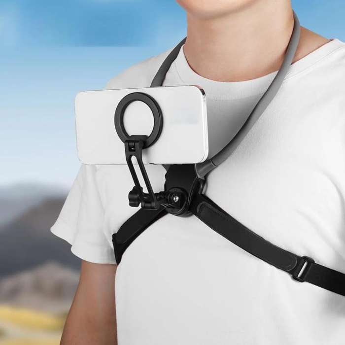 Adjustable Magnetic Neck Mount Phone Holder Quick-Release Chest Strap POV Mount For Sports & Vlog...