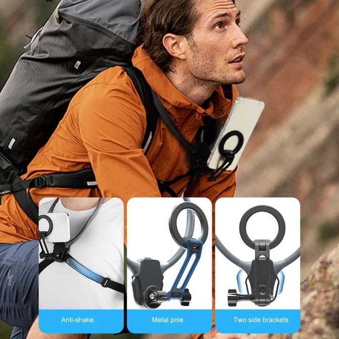Adjustable Magnetic Neck Mount Phone Holder Quick-Release Chest Strap POV Mount For Sports & Vlog...