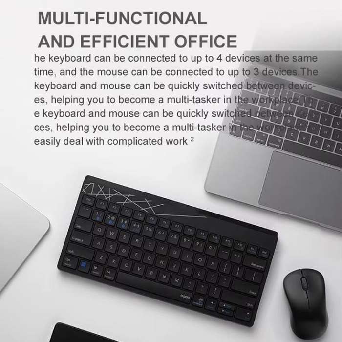 Rapoo 8000GT Bluetooth / 2.4G Wireless Keyboard Mice Set Laptop Tablet Cell Phone Keyboard And Mo...