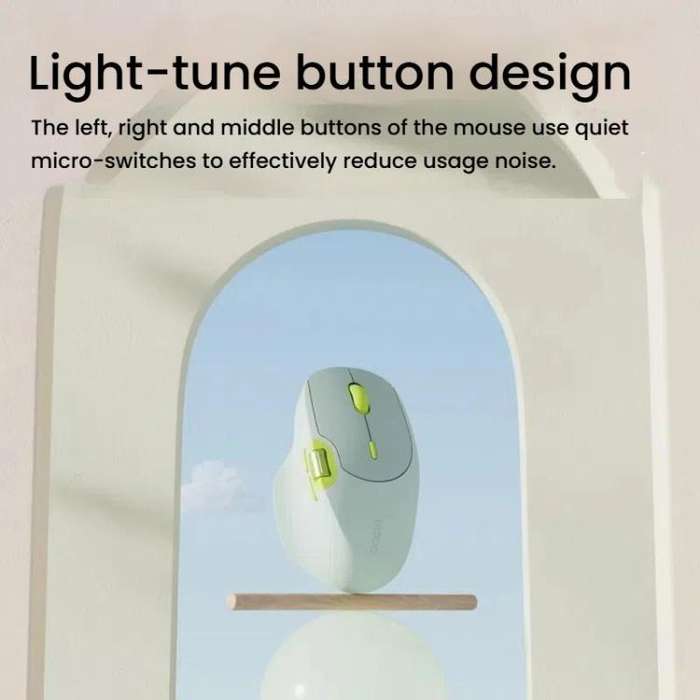 Rapoo MT560 3-Mode Wireless Bluetooth Mouse Ergonomic Desktop Laptop Mouse(Light Blue)
