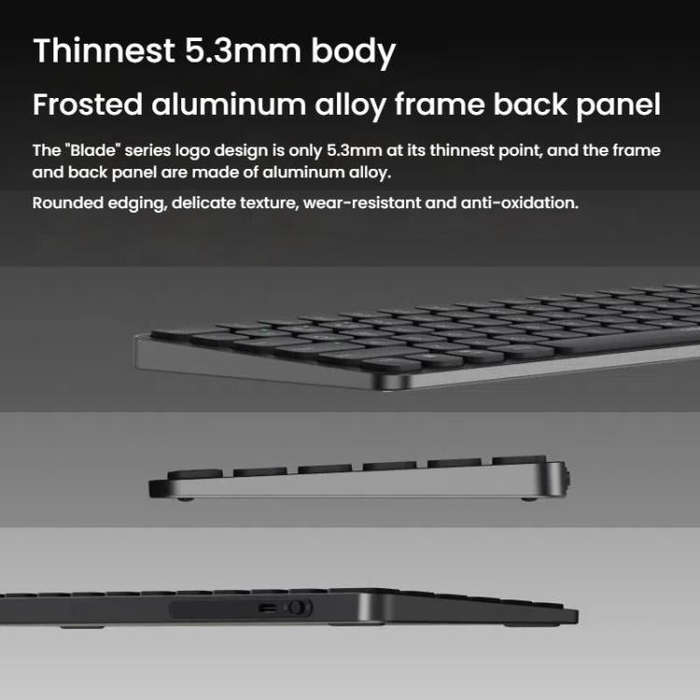 Rapoo E9050L Tri-mode Bluetooth Wireless Keyboard Silent Laptop Keyboard(Dark Gray)