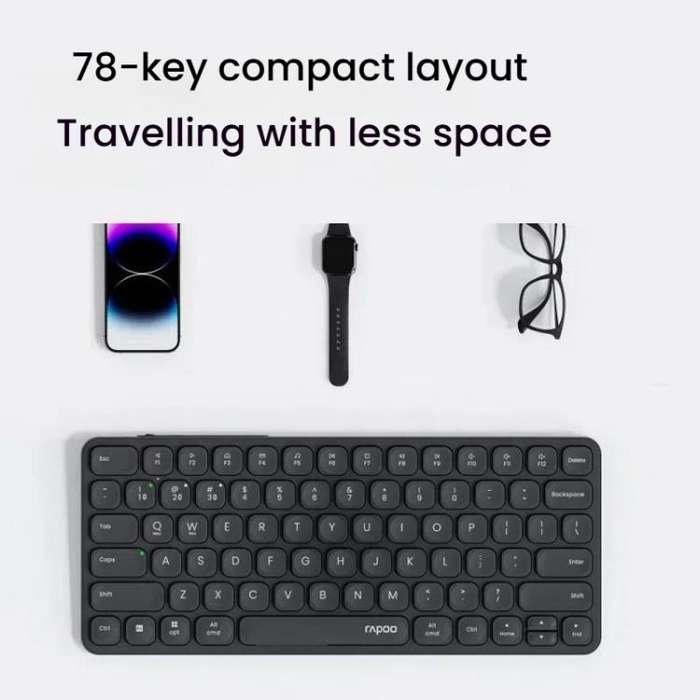 Rapoo E9050L Tri-mode Bluetooth Wireless Keyboard Silent Laptop Keyboard(Dark Gray)