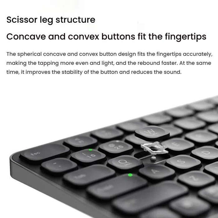 Rapoo E9050L Tri-mode Bluetooth Wireless Keyboard Silent Laptop Keyboard(Dark Gray)