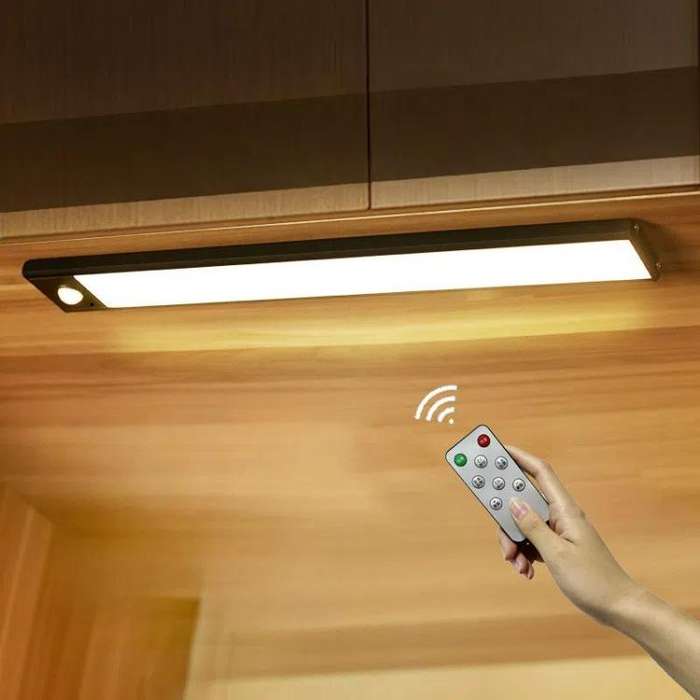 80cm Rechargeable Motion Sensor Light Bar Cabinet Wardrobe Lamp With Remote Control Silver