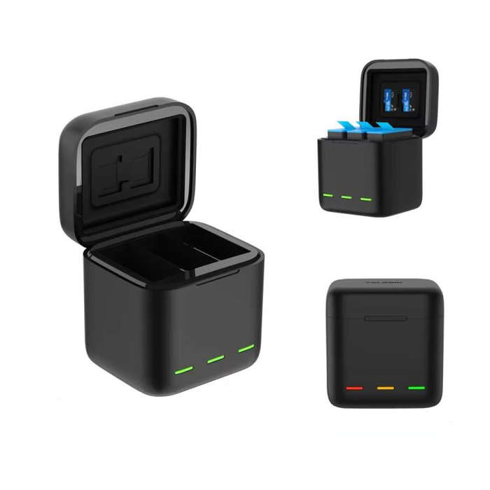 For GoPro HERO13 Black TELESIN 3 Slots Charging Case Compact Storage Box(Black)