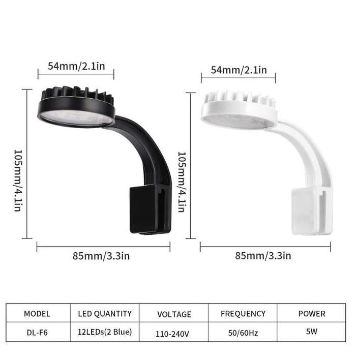 110V 5W Blue White Aquarium LED Clip Light with 12 LEDs USB Powered Mini Fish Tank Light for Aqua...