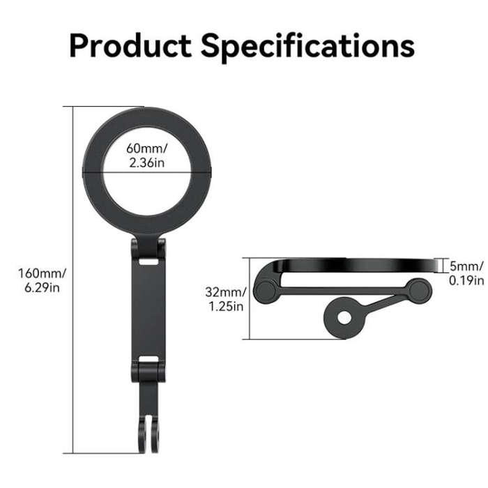 TELESIN Mobile Phone Magnetic Stand Two Claw Adapter Compatible with Chest Strap, Backpack Clip, ...